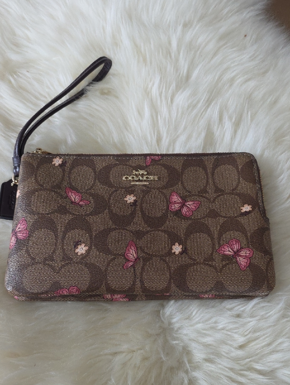 Pretty Coach Double Zip Buttetfly Signature Wristlet Wallet ๐ฉท๐ฆ๐ฎ๐ค - Picture 15 of 16